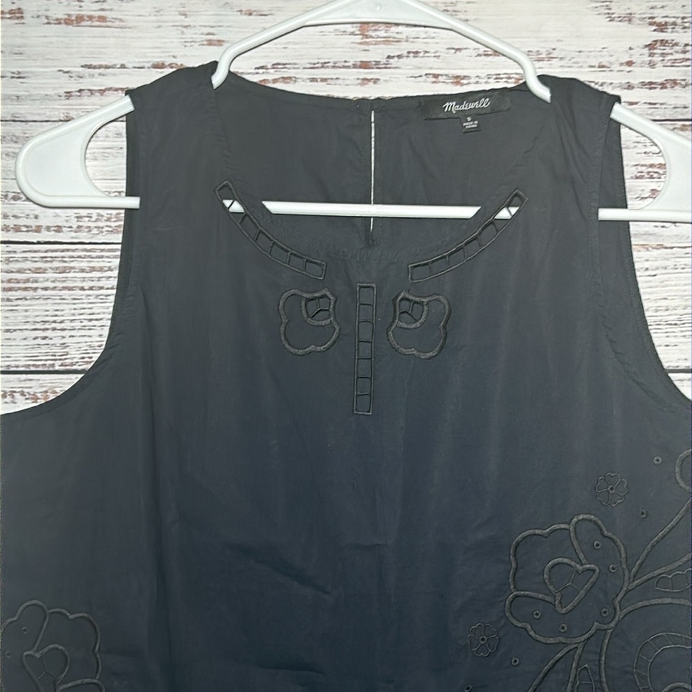 Madewell Embroidered Sleeveless Peplum Black Tank Top Small - Picture 9 of 16